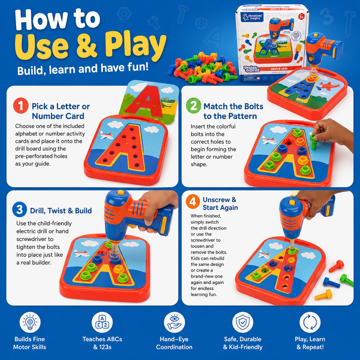 BuildBright ABC™ - Design & Drill ABCs & 123s - Image 2