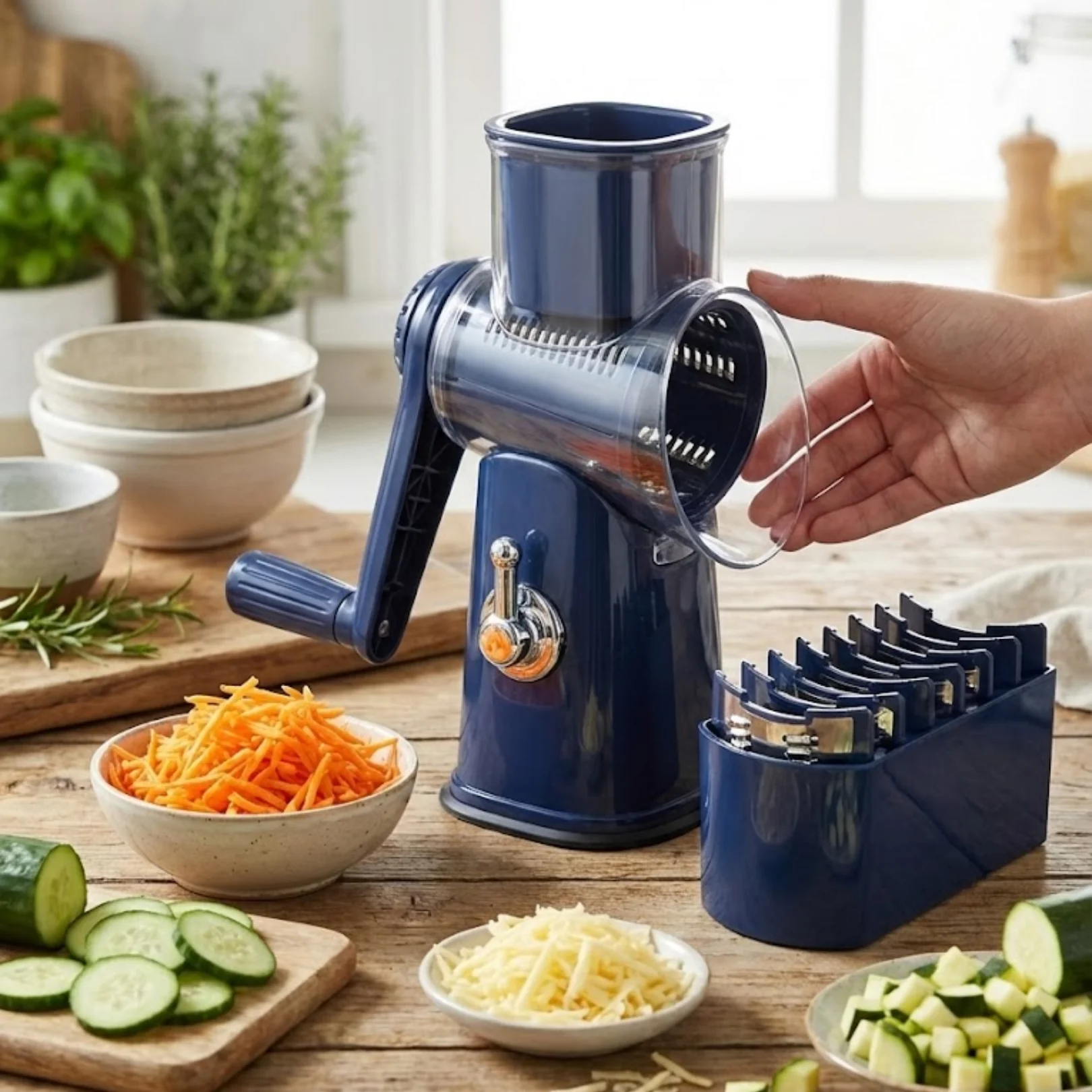 GrateGourmet™️ - 5 in 1 Rotary Cheese Grater - Image 8