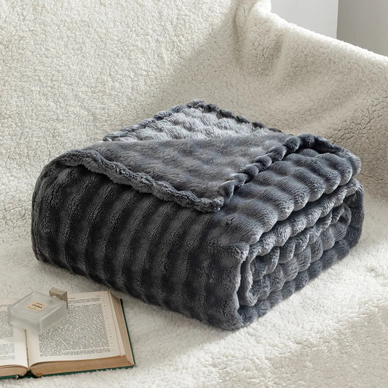 Textured Plush Fleece Throw Blanket - Image 5