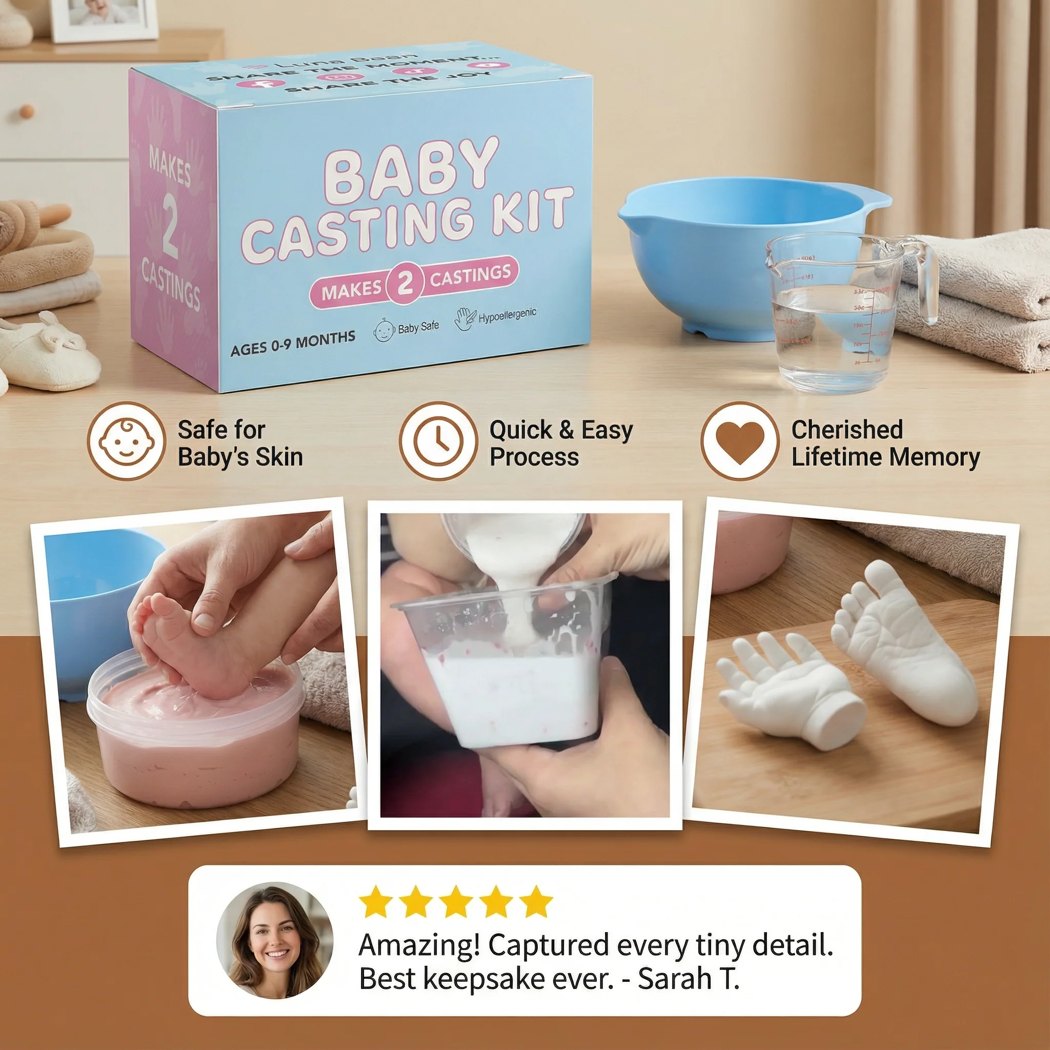 TinyTreasures™ - Baby Hand & Footprint Keepsake Kit - Image 5