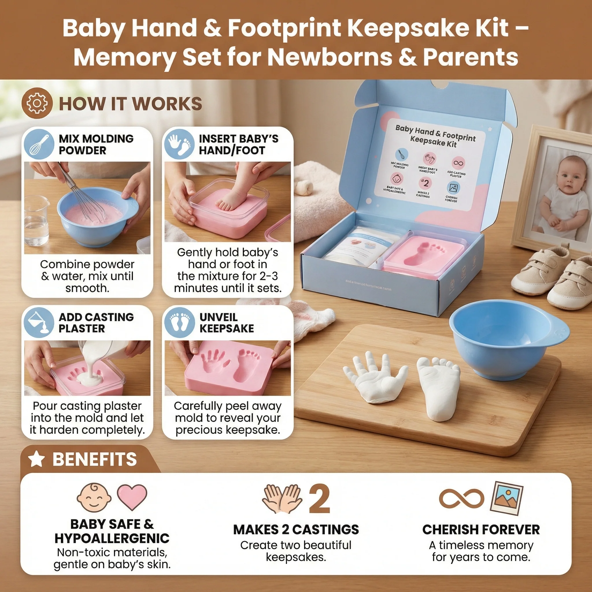 TinyTreasures™ - Baby Hand & Footprint Keepsake Kit - Image 6